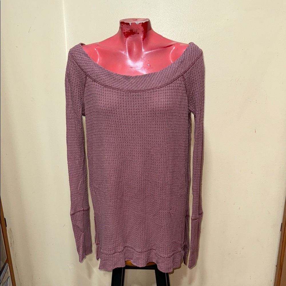 Free People Mauve Knit Off-Shoulder Top